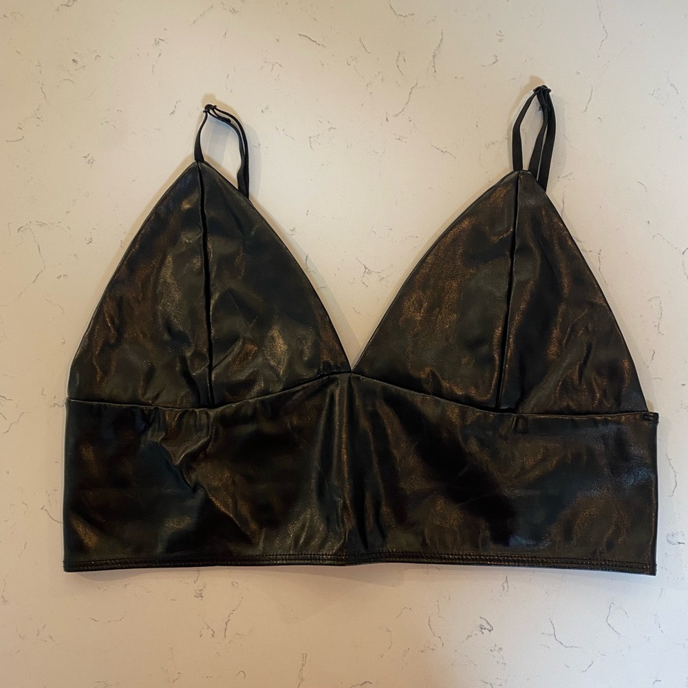 Leather Crop Top, large